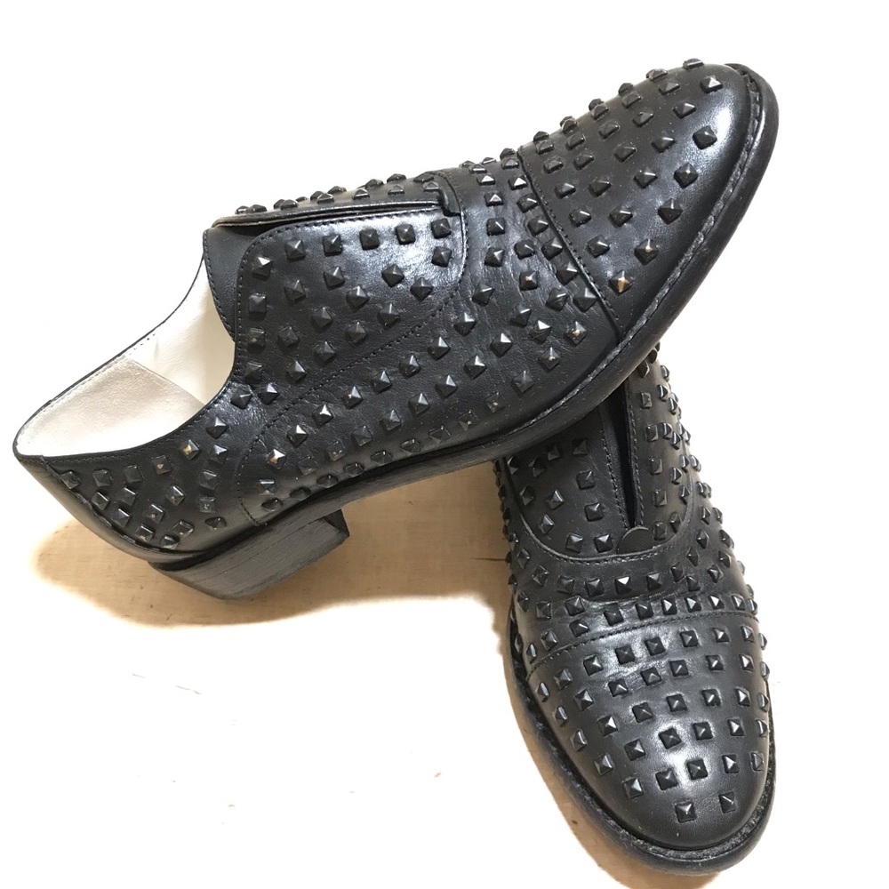 Kenneth Cole Sackett Studded Leather Loafers Black Rockstud Style Size 6